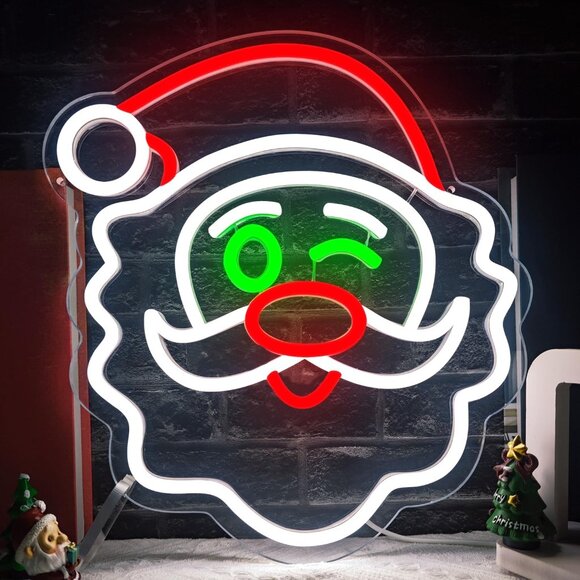 Christmas Santa Claus Neon SignLed Candy Dimmable Light Up Sign for Party Kids